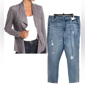 Catherine Malandrino Gray Layered Asymmetrical Jacket Blazer Cardigan size 1X